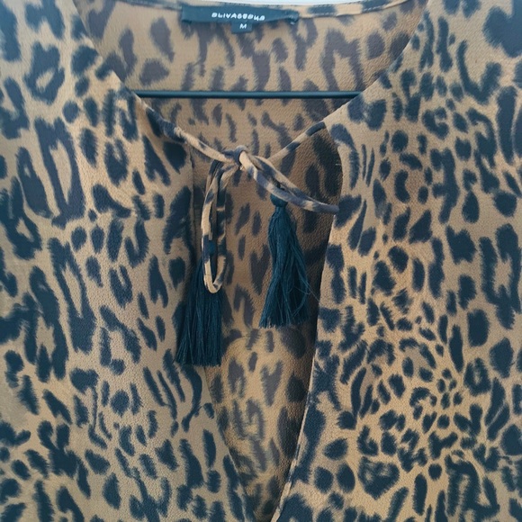 Olivaceous Leopard Print Blouse With Tassels - Picture 5 of 6